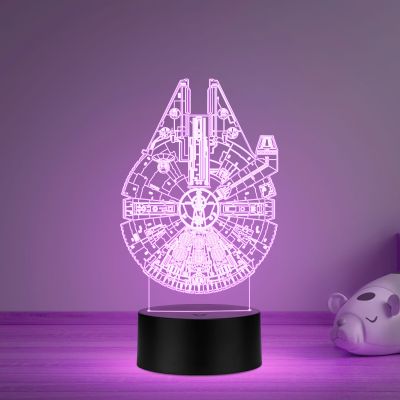 3D Illusion Star Wars Millennlum Falcon Led Night Lamp with Multicolored Gift For kids